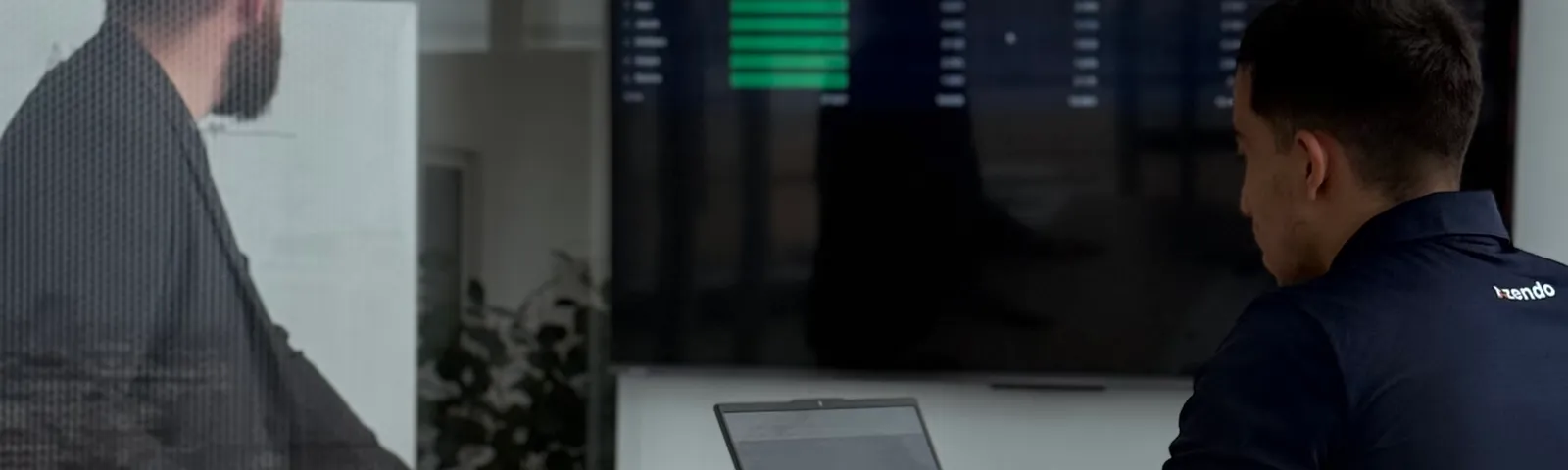 Monitoring dashboards on screens at the Azendo office